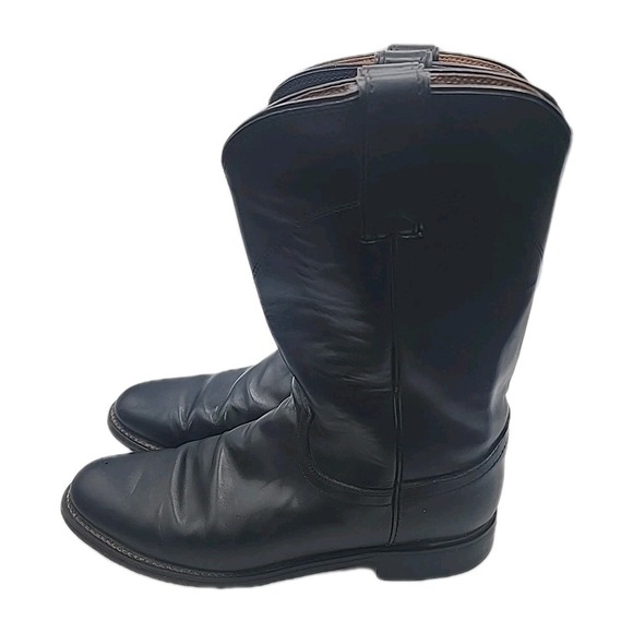 Justin Womem's Sz 7 Black Leather Roper Mexico Western Cowboy Boots - Picture 4 of 12